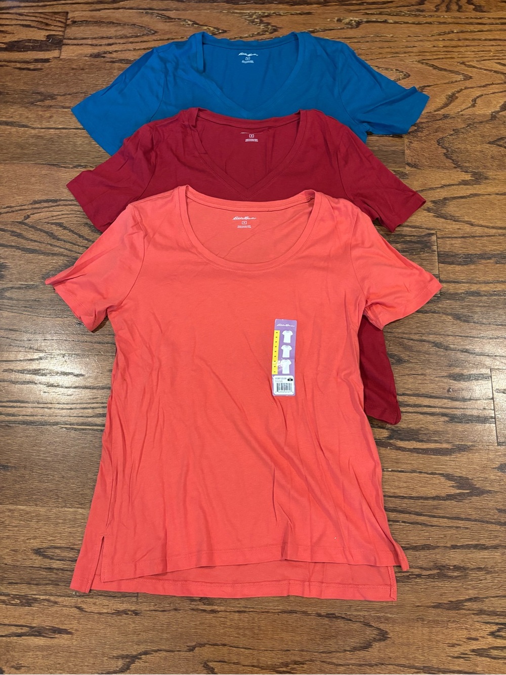 Eddie Bauer Women's Short-Sleeve  Tees - Coral, Red, Blue (3-Pack)